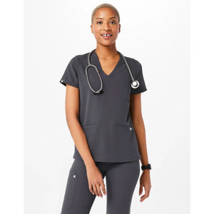 Figs Charcoal Casma Scrub Top